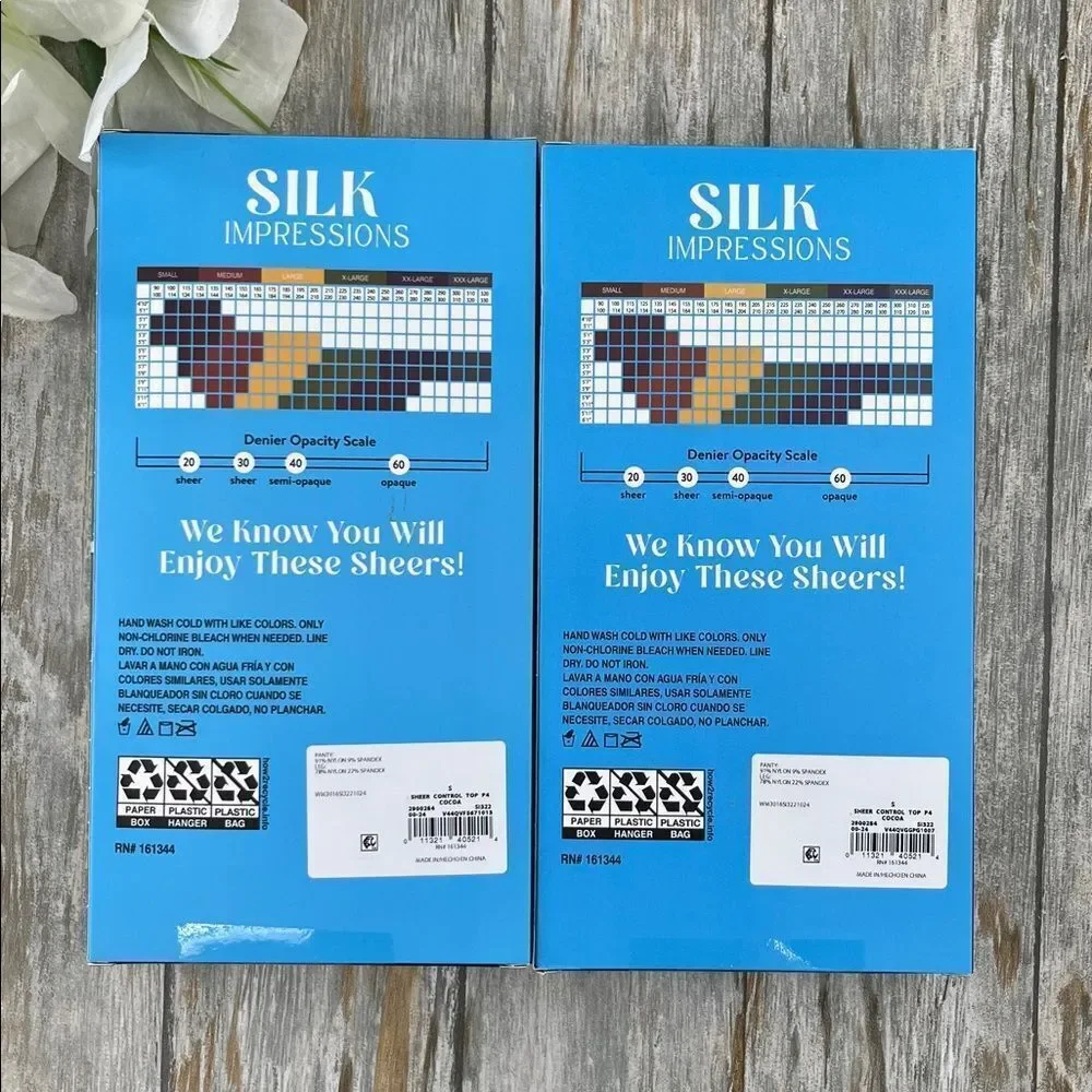 Silk Impressions 20 Denier Sheer Tights and Control Top Pantyhose 2, 4-Packs S